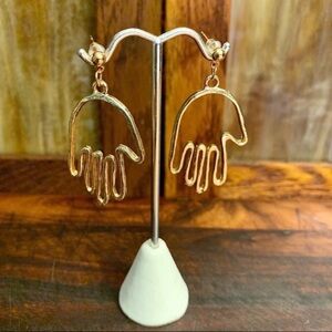 Gold Plated Stainless Steel Abstract Hand Earrings for Women